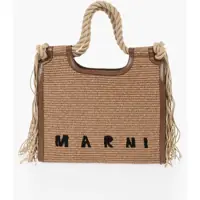 Genti de mana Raffia Handbag With Fringes And Leather Details Femei