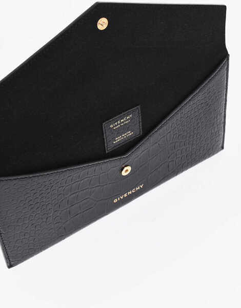 Portofele Givenchy Crocodile-Effect Leather Envelope Wallet Black Femei (BM 19737776) 4