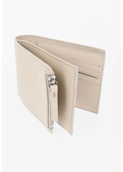 Portofele Maison Margiela Hammered Leather Wallet In Solid Color Beige Barbati (BM 19737779) 3