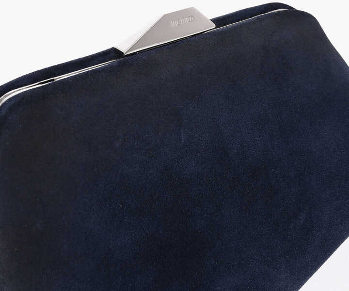 Genti de mana THE ATTICO Asymmetric Suede Handbag Day Off Blue Femei (BM 19737803) 4