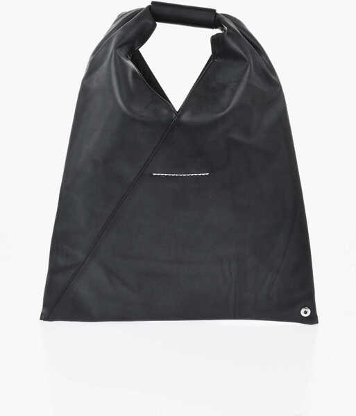 Genti de mana Maison Margiela Mm6 Vegan Leather Handbag In Solid Color Black Femei (BM 19737920) 3