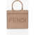 Fendi Mini Hammered Leather Tote Sunshine With Embossed Logo Brown