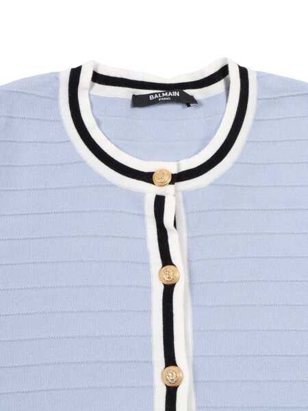 Cardigane Balmain KNIT CARDIGAN Light Blue Fete (BM 19738842) 3