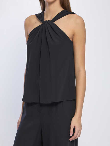 Bluze FEDERICA TOSI Crossed Knot Top BLACK Femei (BM 19739183) 2
