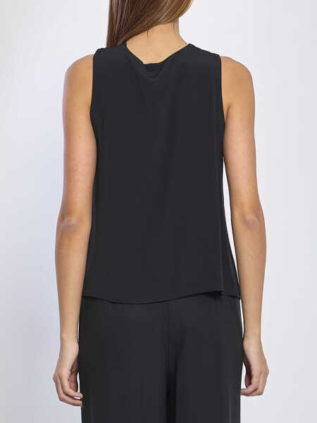 Bluze FEDERICA TOSI Crossed Knot Top BLACK Femei (BM 19739183) 4