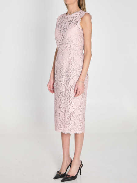 Rochii elegante Dolce & Gabbana Lace Midi Dress PINK Femei (BM 19739357) 2