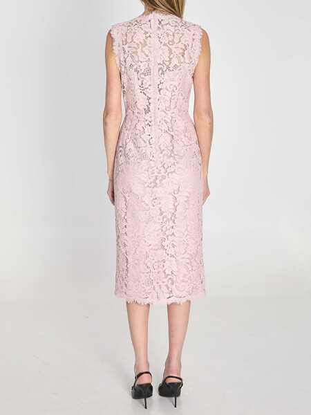 Rochii elegante Dolce & Gabbana Lace Midi Dress PINK Femei (BM 19739357) 4