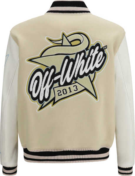 Jachete Off-White Varsity Star Logo Jacket CREAM Barbati (BM 19739621) 2