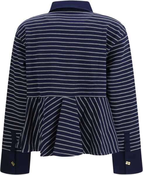 Tricouri Polo Ganni Striped Polo Shirt SKY CAPTAIN Femei (BM 19739639) 2