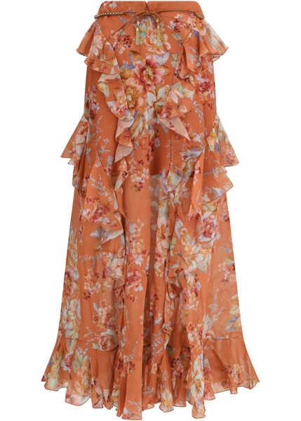 Fuste ZIMMERMANN Long Ruffle Skirt CHAMBRAY -FLORAL Femei (BM 19739648) 2
