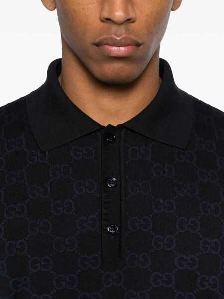 Tricouri Polo Gucci GG Supreme Polo Shirt DARK NAVY Barbati (BM 19739651) 5