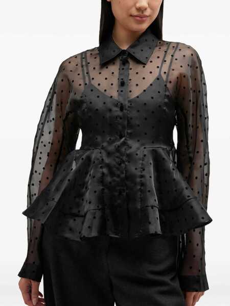 Camasi casual Ganni Polka dot organza Shirt BLACK Femei (BM 19739711) 3