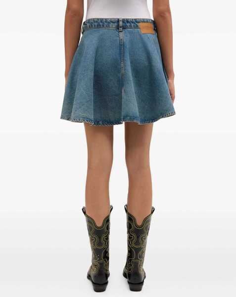 Fuste Ganni Denim Miniskirt MID BLUE VINTAGE Femei (BM 19739738) 4