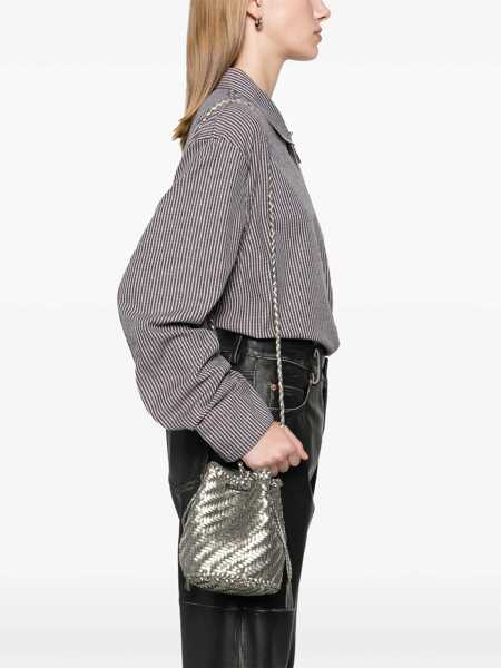 Genti tip postas DRAGON DIFFUSION PomPom Double Jump mini shoulder bag Silver Femei (BM 19740042) 2