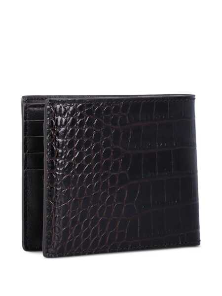 Portofele Tom Ford Crocodile-effect bi-fold wallet Brown Barbati (BM 19740189) 2