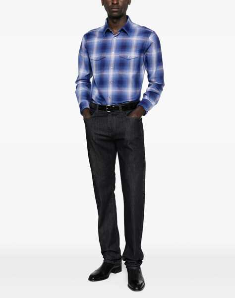 Camasi casual Tom Ford Check Shirt NAVY MULTICOLOR Barbati (BM 19740767) 2