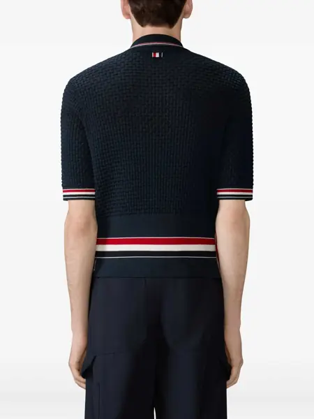 Tricouri Polo Thom Browne Woven cotton Polo Shirt NAVY Barbati (BM 19740836) 4