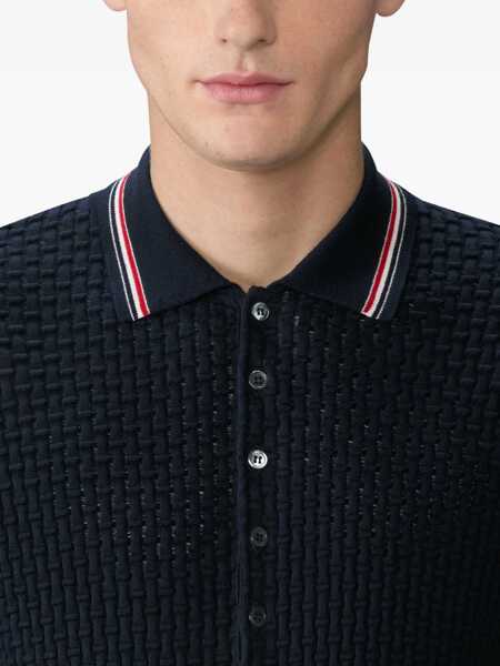Tricouri Polo Thom Browne Woven cotton Polo Shirt NAVY Barbati (BM 19740836) 5