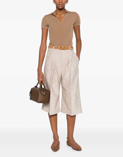 Tricouri Polo Max Mara Albero Wool Polo Shirt CAMMELLO Femei (BM 19740854) 2