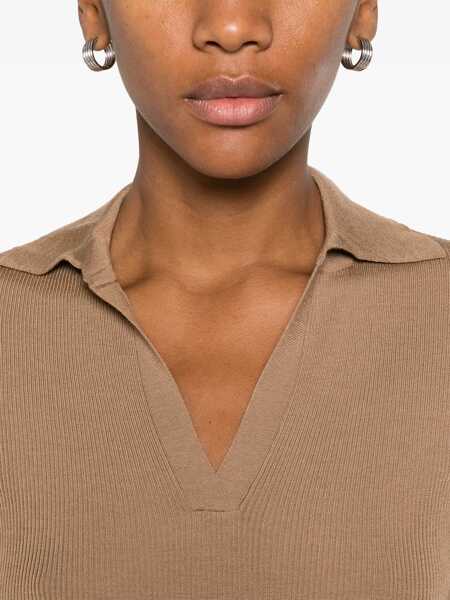 Tricouri Polo Max Mara Albero Wool Polo Shirt CAMMELLO Femei (BM 19740854) 5