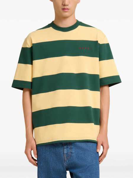 Tricouri Marni Striped T-Shirt EMERALD/YELLOW Barbati (BM 19740890) 3