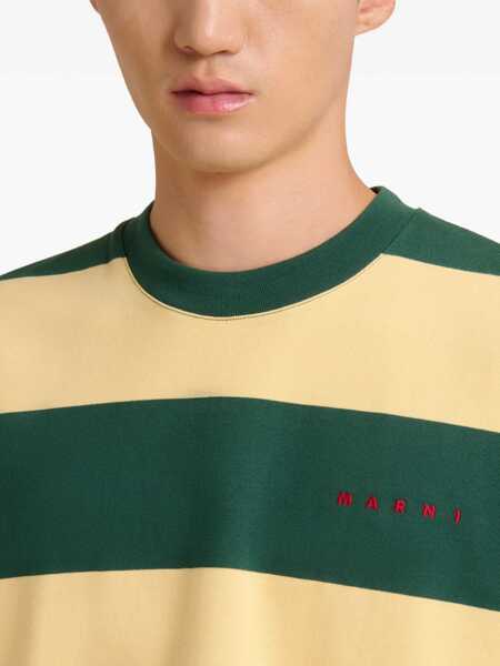 Tricouri Marni Striped T-Shirt EMERALD/YELLOW Barbati (BM 19740890) 5