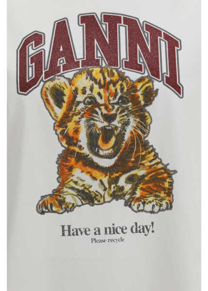 Tricouri Ganni Beaded Tiger T-shirt BRIGHT WHITE Femei (BM 19741055) 3
