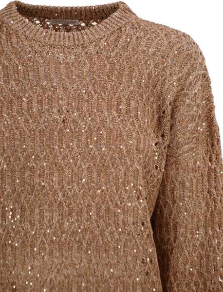 Pulovere Brunello Cucinelli Openwork Sweater BRUCIATO Femei (BM 19741079) 4