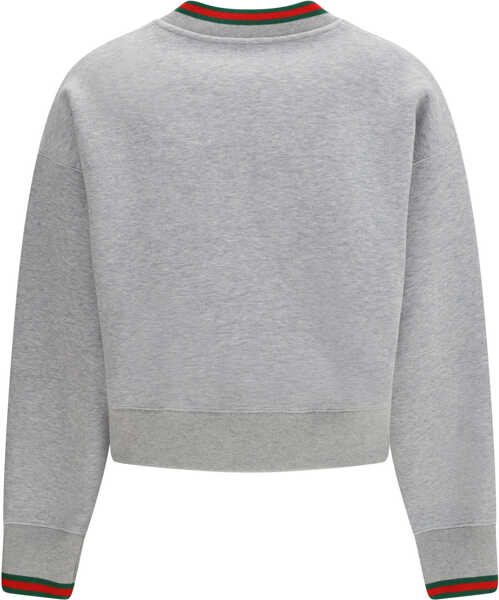 Pulovere casual Gucci Web cotton jersey Sweatshirt GREY MELANGE Femei (BM 19741085) 2