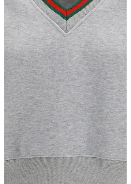 Pulovere casual Gucci Web cotton jersey Sweatshirt GREY MELANGE Femei (BM 19741085) 3