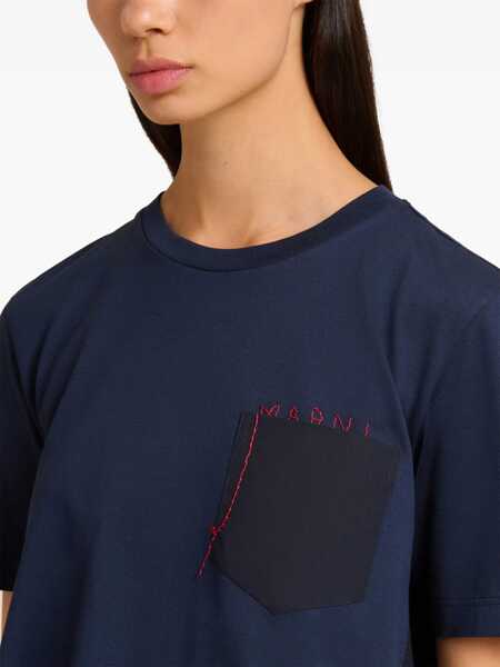 Tricouri Marni Embroidered logo T-Shirt BLUBLACK Femei (BM 19741100) 5