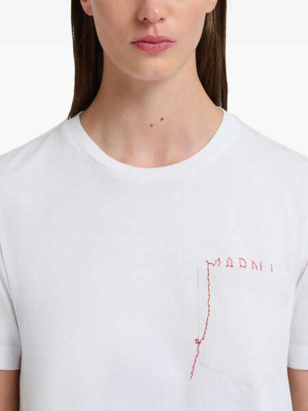 Tricouri Marni Embroidered logo T-Shirt LILY WHITE Femei (BM 19741607) 5