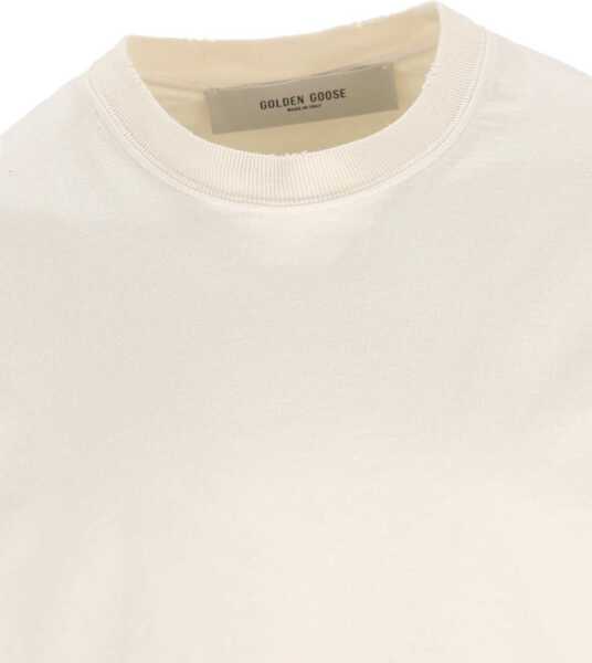 Tricouri Golden Goose T-shirt with an embossed reverse Golden logo HERITAGE WHITE Barbati (BM 19741649) 4