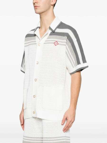 Camasi casual Casablanca Crochet Shirt WHITE/GREY Barbati (BM 19741676) 3