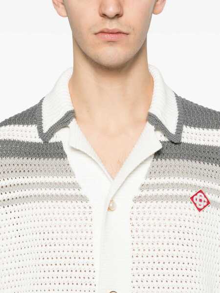 Camasi casual Casablanca Crochet Shirt WHITE/GREY Barbati (BM 19741676) 5