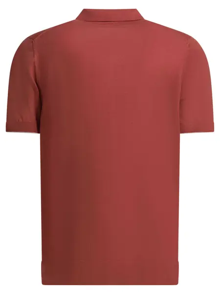 Tricouri Polo Brunello Cucinelli Cotton buttonless polo shirt Red Barbati (BM 19743039) 2
