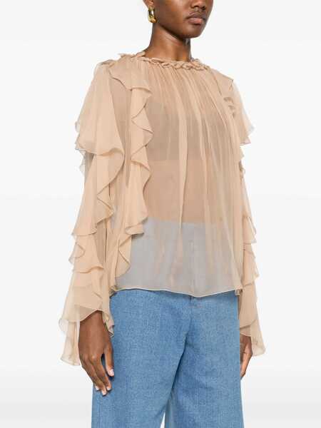 Bluze Alberta Ferretti Silk Shirt BEIGE Femei (BM 19743818) 3