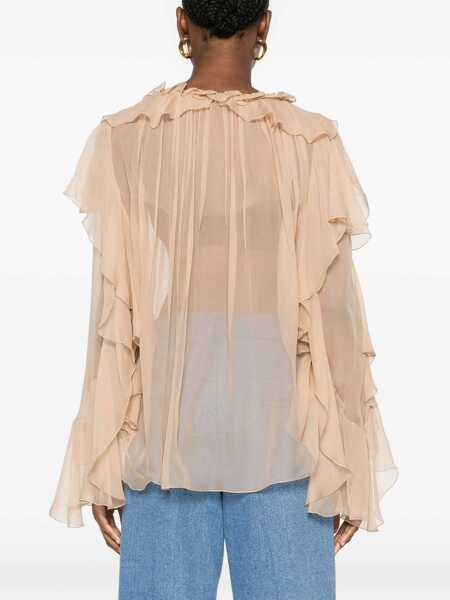 Bluze Alberta Ferretti Silk Shirt BEIGE Femei (BM 19743818) 4