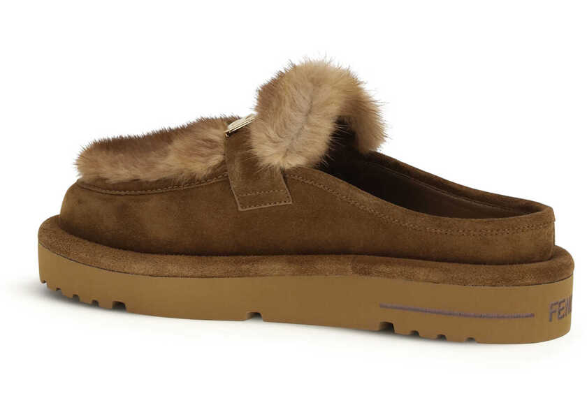 Sandale Fendi Leather and mink Mules LANDSCANBROWN Femei (BM 19744751) 3