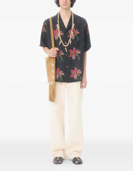 Camasi casual Valentino Garavani Papier Floral print linen bowling Shirt NERO/MAGENTA/ROSA/VERDE Barbati (BM 19744844) 2