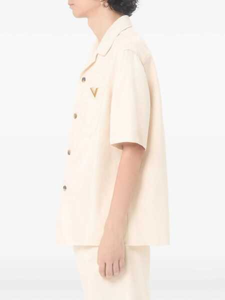 Camasi casual Valentino Garavani Signature Vlogo Bowling Shirt AVORIO Barbati (BM 19744856) 5