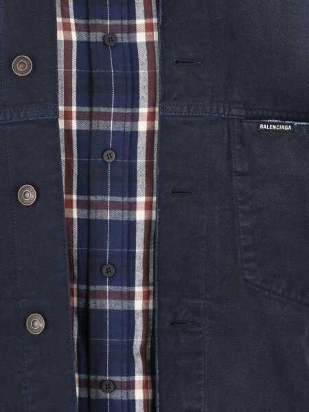 Jachete Balenciaga Patched Shirt Jacket NAVY/DIRTY DARK BLUE Barbati (BM 19744922) 3