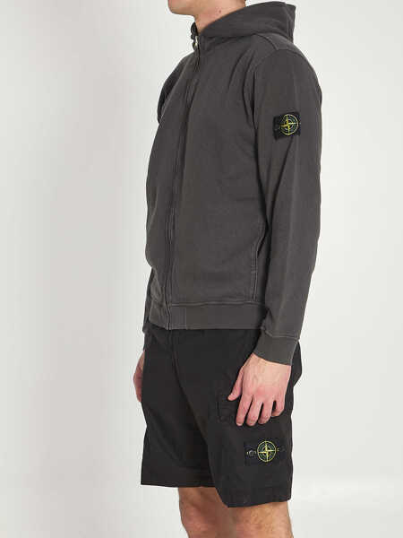 Hanorace Stone Island Hooded Sweatshirt With Zip BLACK Barbati (BM 19745120) 2