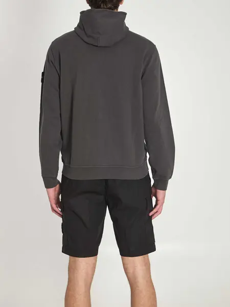 Hanorace Stone Island Hooded Sweatshirt With Zip BLACK Barbati (BM 19745120) 4