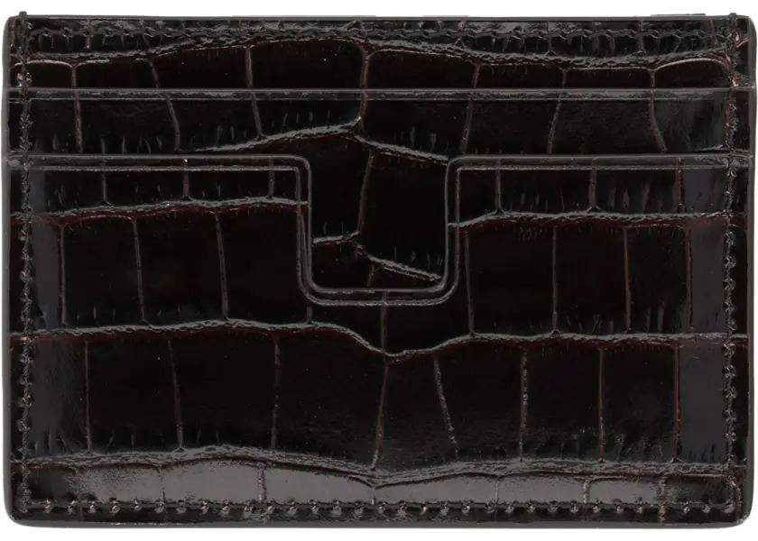 Portofele Tom Ford Card Holder With Logo BROWN Barbati (BM 19745183) 2