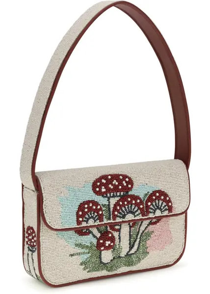 Genti de umar STAUD Tommy Shroomscape Beaded Shoulder Bag MUSHROOM TEA Femei (BM 19745360) 2