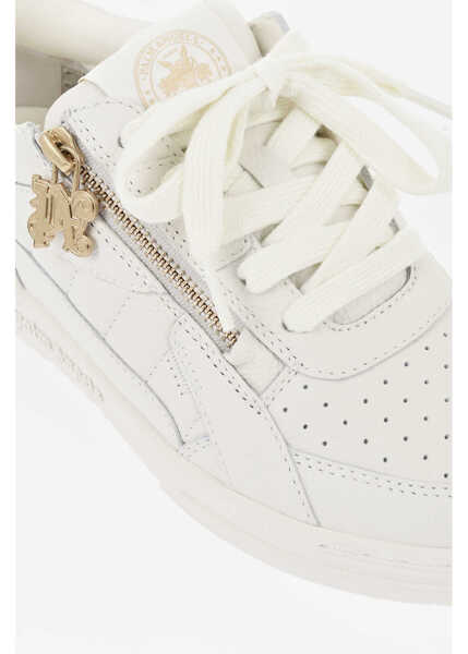Sneakers Palm Angels Low Hammered Leather Sneakers With Gold Zip White Femei (BM 19746689) 4