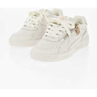 Sneakers Low Hammered Leather Sneakers With Gold Zip Femei