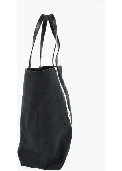 Genti de mana Palm Angels Cotton Tote Bag With Contrast Band And Leather Handles Black Barbati (BM 19746692) 2