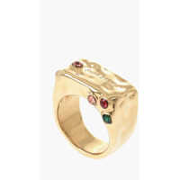 Inele Gold-Tone Brass Ring Embellished With Crystals Femei